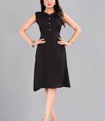 Black plain crepe ethnic-kurtis