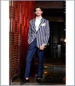 STYLISH BLUE & GRAY COAT & trouser set