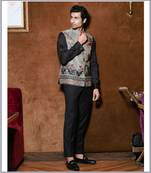 Printed Nehru Waistcoat with quiliting details