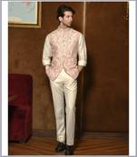 Pastel Peach silk Embroidered Waistcoat