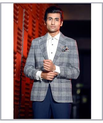 Stylish Blue & Gray Coat 2