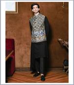 Drape kurta set with Embroidered Waistcoat