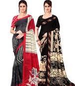 multicolor Georgette Printed Daily Wear Saree With Blouse (Pack of 2)