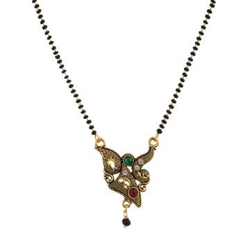 Gold Emerald antique gold Alloy   Mangalsutra 3