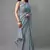 Grey embroidered georgette saree with blouse