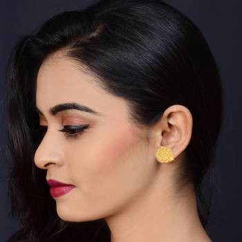 Traditional wear South Screw back alloy Gold Plated Stud Earring for Women and Girls 3