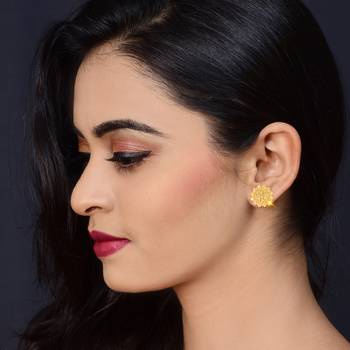 Traditional wear South Screw back alloy Gold Plated Stud Earring for Women and Girls 3