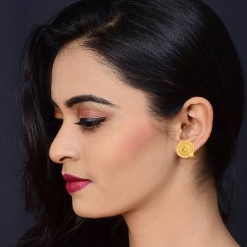 Traditional wear South Screw back alloy Gold Plated Stud Earring for Women and Girls 3