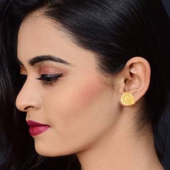 Traditional wear South Screw back alloy Gold Plated Stud Earring for Women and Girls 3