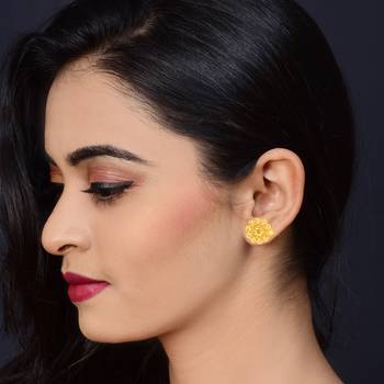 Traditional wear South Screw back alloy Gold Plated Stud Earring for Women and Girls 3