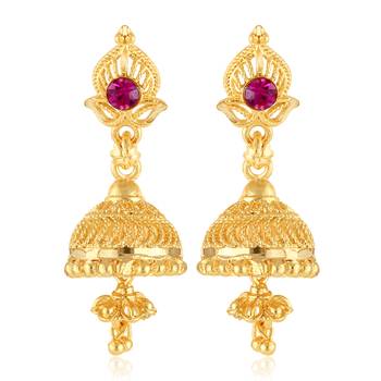 Traditional wear, Wedding and Party wear South Screw back alloy Gold Plated Jhumki Earring for Women and Girls 1
