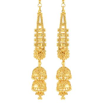 Traditional wear, Wedding and Party wear South Screw back alloy Gold Plated Kanchain Jhumki Earring for Women and Girls 2