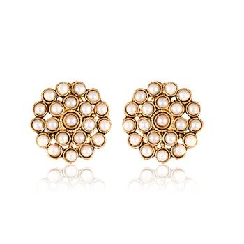 push back alloy Gold Plated Stud  Peals Earring for Women and Girls 1