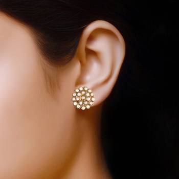 push back alloy Gold Plated Stud  Peals Earring for Women and Girls 2