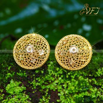 Elegant Twinkling Beautiful Gold Plated Jumbo Stud Earring for Women and Girls 2