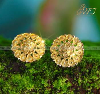 Twinkling Elegant Shimmering Beautiful Gold Plated Jumbo Stud Earring for Women and Girls 2