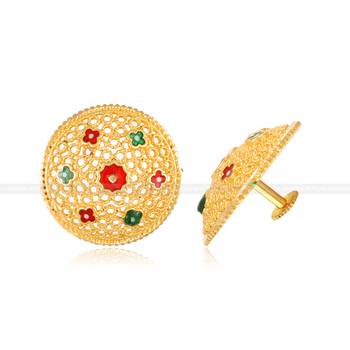 Twinkling Elegant  Diva Colorful Jumbo Stud Gold Plated for Women and Girls 1