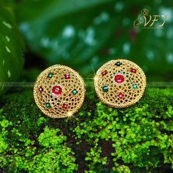 Twinkling Elegant  Diva Colorful Jumbo Stud Gold Plated for Women and Girls 2