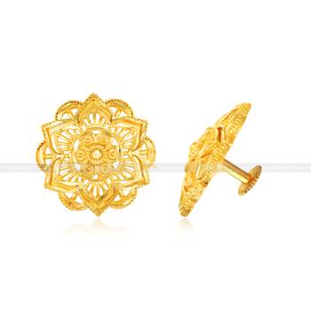 Twinkling Elegant  Shimmering Glittering Gold Plated Jumbo Stud Earring for Women and Girls 1