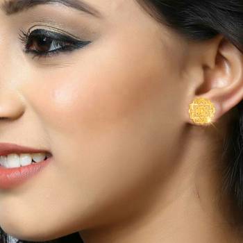 Twinkling Elegant  Shimmering Glittering Gold Plated Jumbo Stud Earring for Women and Girls 2