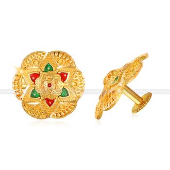 Twinkling Elegant Earrings Diva Chunky Gold Plated Stud for Women and Girls 1
