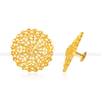 Traditional wear South Screw back alloy Gold Plated Jumbo Stud Earring for Women and Girls 1