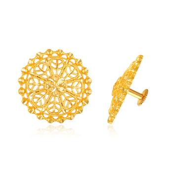 Traditional wear South Screw back alloy Gold Plated Jumbo Stud Earring for Women and Girls 3