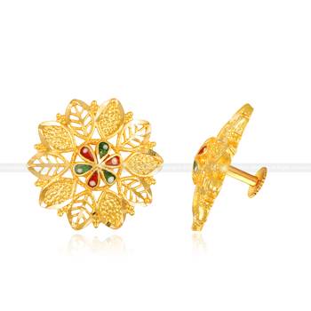 Traditional wear South Screw back alloy Gold Plated Jumbo Stud Earring for Women and Girls 1