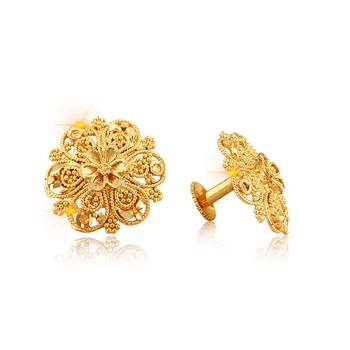 Traditional South Screw Back Alloy Gold and Micron Plated Round Earring 1