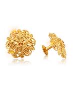 Traditional South Screw Back Alloy Gold and Micron Plated Round Earring