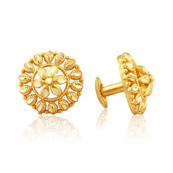 Traditional South Screw Back Alloy Gold and Micron Plated Round Earring 1