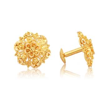 Traditional South Screw Back Alloy Gold and Micron Plated Round Earring 1