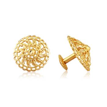 Traditional South Screw Back Alloy Gold and Micron Plated Round Earring 1