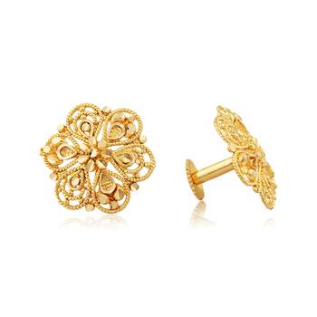 Traditional South Screw Back Alloy Gold and Micron Plated Round Earring 1