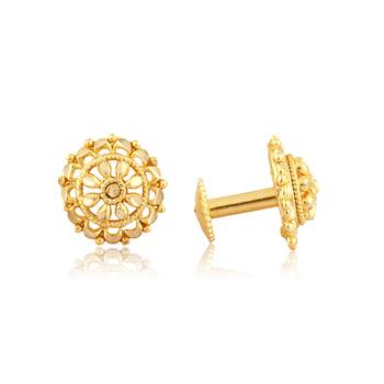 Traditional South Screw Back Alloy Gold and Micron Plated Round Earring 1