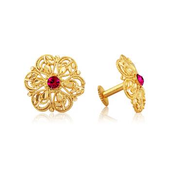 Traditional South Screw Back Alloy Gold and Micron Plated Round Earring 1