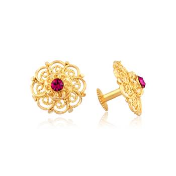 Traditional South Screw Back Alloy Gold and Micron Plated Round Earring 1