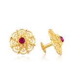Traditional South Screw Back Alloy Gold and Micron Plated Round Earring