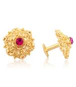 Traditional South Screw Back Alloy Gold and Micron Plated Round Earring