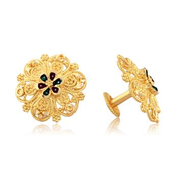 Traditional South Screw Back Alloy Gold and Micron Plated Round Earring 1