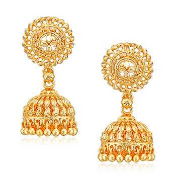 Traditional Jhumki Alloy Gold and Micron Plated Jhumki Earring 1