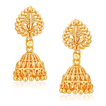 Traditional Jhumki Alloy Gold and Micron Plated Jhumki Earring 1