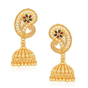 Traditional Jhumki Alloy Gold and Micron Plated Jhumki Earring 1