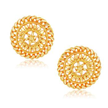 Traditional South Screw Back Alloy Gold and Micron Plated Round Earring 1
