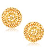Traditional South Screw Back Alloy Gold and Micron Plated Round Earring