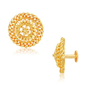 Traditional South Screw Back Alloy Gold and Micron Plated Round Earring 2