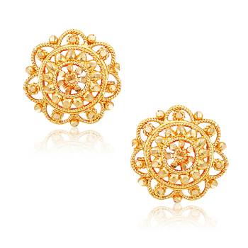 Traditional South Screw Back Alloy Gold and Micron Plated Round Earring 1