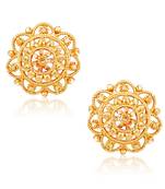Traditional South Screw Back Alloy Gold and Micron Plated Round Earring