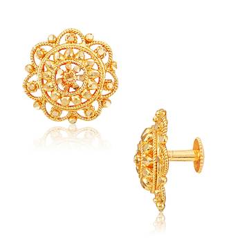 Traditional South Screw Back Alloy Gold and Micron Plated Round Earring 2