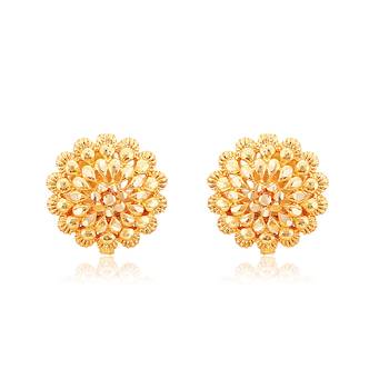 Traditional South Screw Back Alloy Gold and Micron Plated Round Earring 1